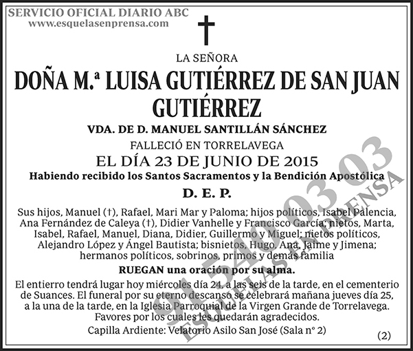 M.ª Luisa Gutiérrez de San Juan Gutiérrez